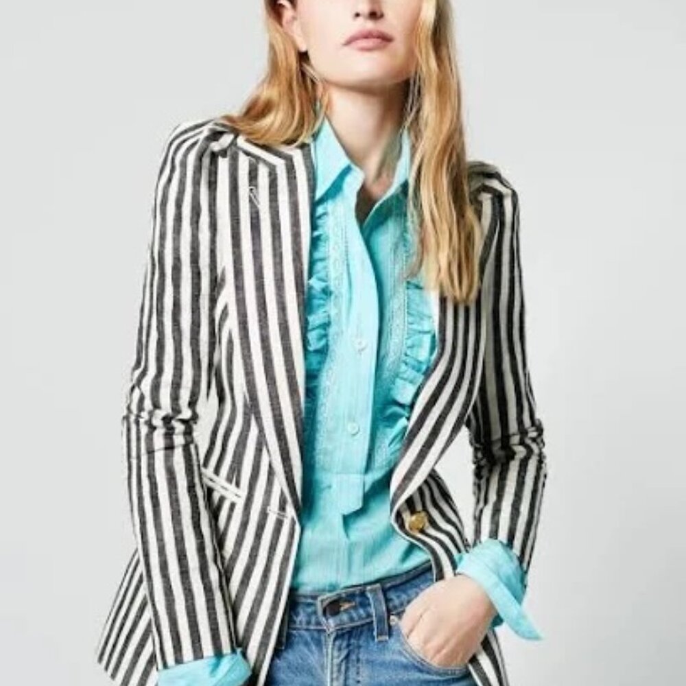 Smythe Box Pleat Blazer - Black/White Stripe